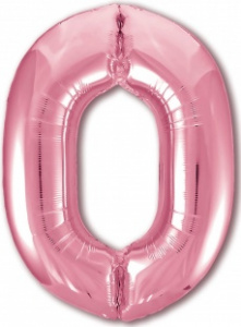 Шар фольгированный Цифра "0" размер 40"(102 см) розовй фламинго 1 шт