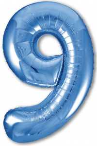 Шар фольгированный Цифра "9" размер 40"(102 см) синий 1 шт