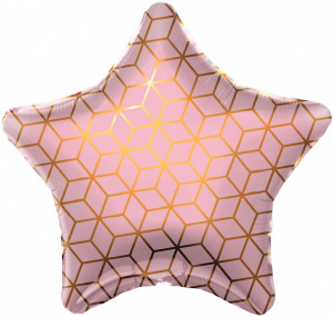 Шар фольгированный звезда 18"(46 см) Геометрия, розовый 1 шт