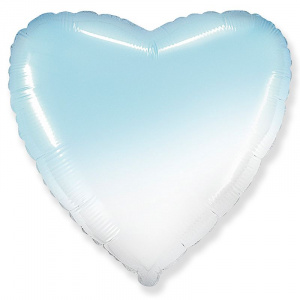 Шар фольгированный сердце 18"(45 см ) голубой градиент (Flex) 1 шт
