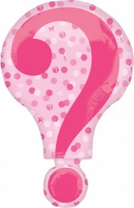 Шар фигура фольгированная (25''/64 см)  Гендер Пати, Знак вопроса, Розовый, .Falali 1 шт