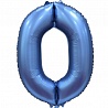 Шар фольгированный Цифра "0" размер 34" (86см) Синий Сатин