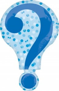 Шар фигура фольгированная (25''/64 см)  Гендер Пати, Знак вопроса, Голубой, .Falali 1 шт