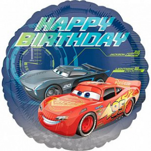 Шар фольгированный круг 17" Тачки СДР / Cars Happy Birthday S60