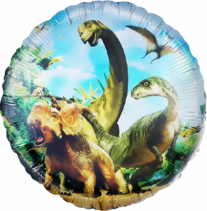 Шар фольгированный круг (18''/46 см) Динозавры Юрского периода, 1 шт.