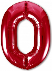 Шар фольгированный Цифра "0" размер 40" (102 см) красный Агура