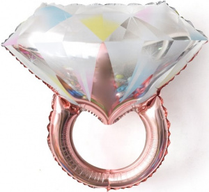 Шар фигура фольгированная (27''/69 см) Фигура, Кольцо с бриллиантом, Розовое Золото, 1 шт