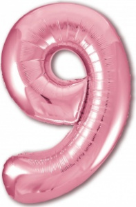 Шар фольгированный Цифра "9" размер 40"(102 см) розовй фламинго 1 шт