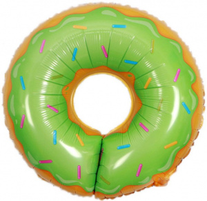 Шар фигура фольгированная (27''/69 см) Пончик, Зеленый, 1 шт.